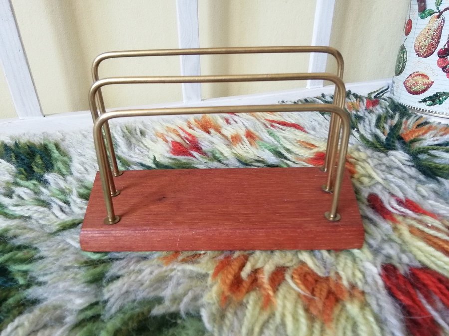 Vintage brevställ Teak / mässing