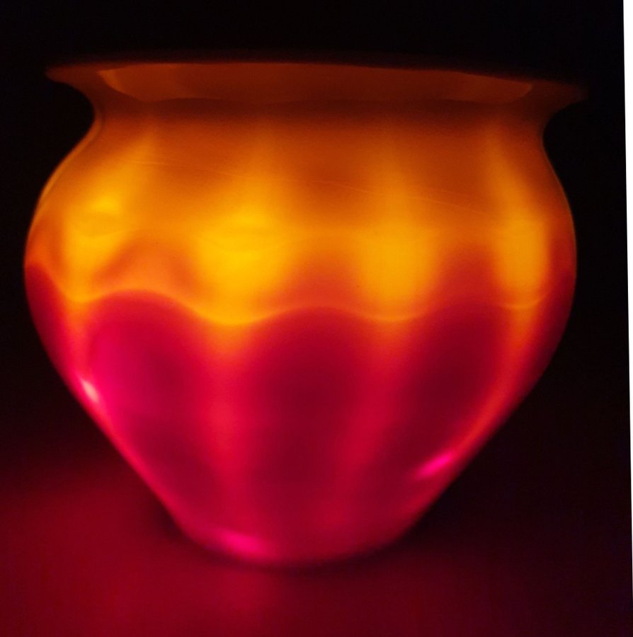 Elme glasbruk Stor fin orange glas urna ytterfoder vas retro