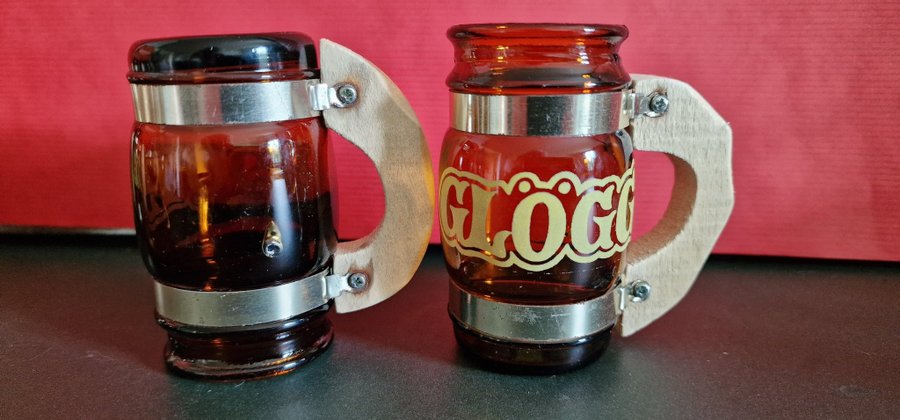 Vintage GLÖGGGLAS i sejdel-modell 70-tal bruna