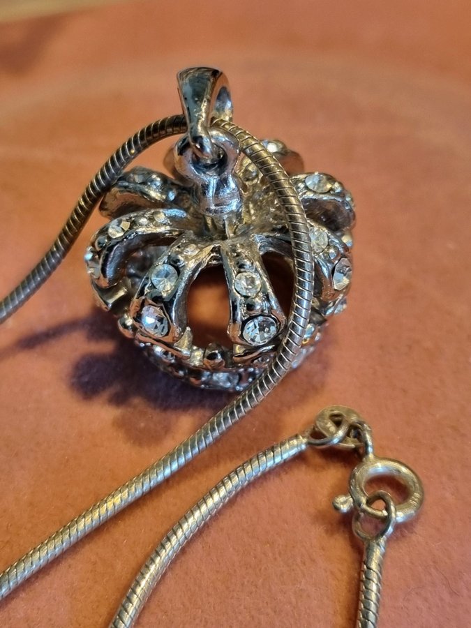 Vintage Halsband krona med äkta silver kedja