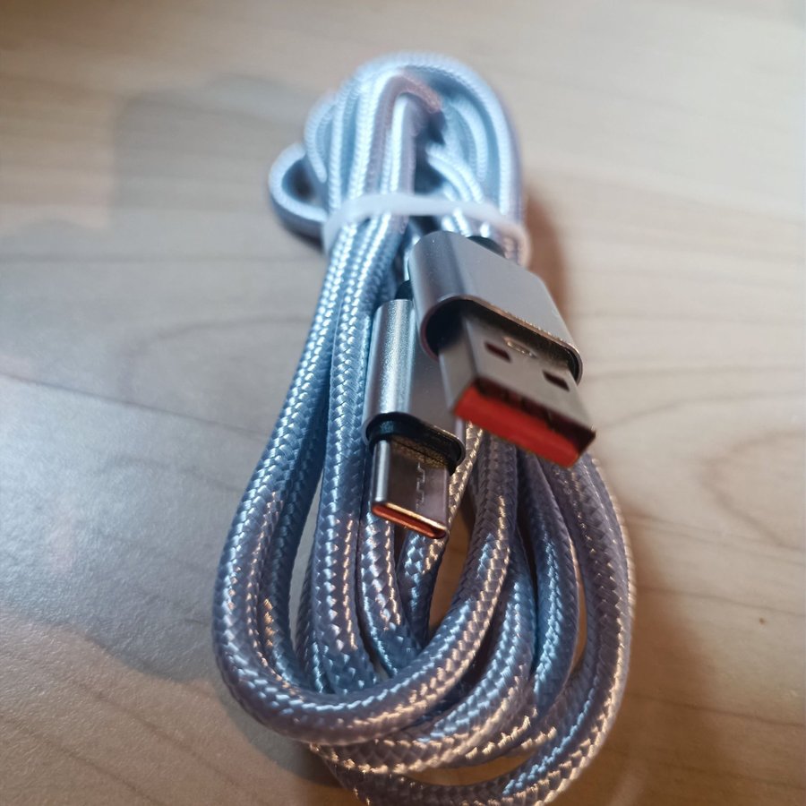 15m Usb-C kabel Silver flätad