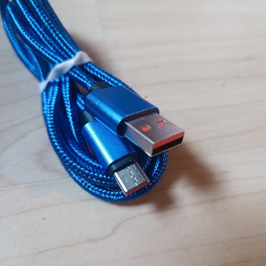 1m Usb-C kabel Blå flätad