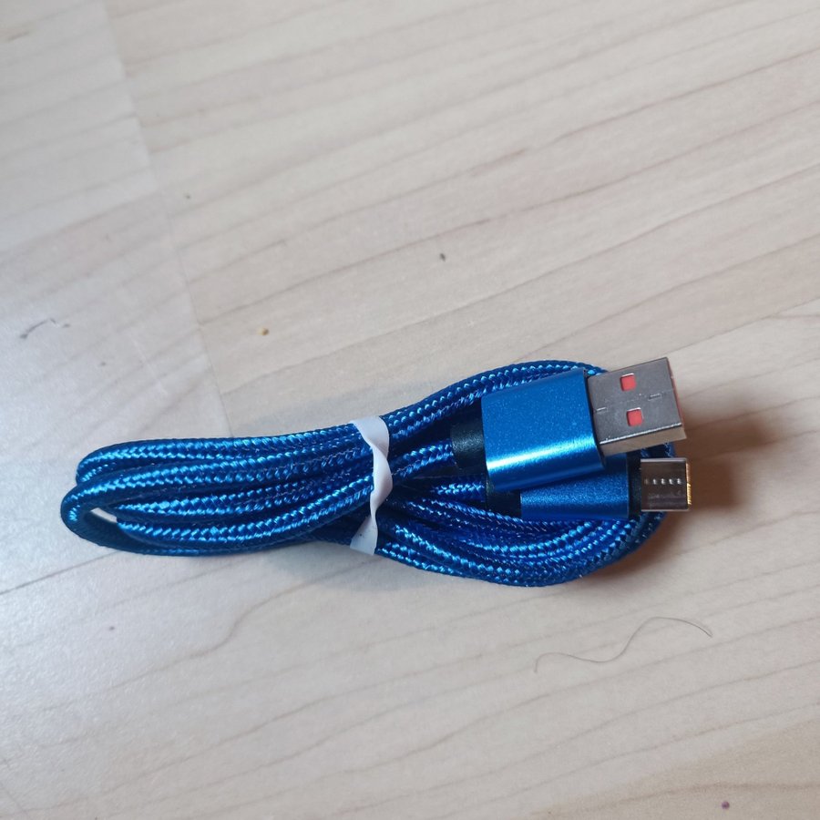 1m Usb-C kabel Blå flätad