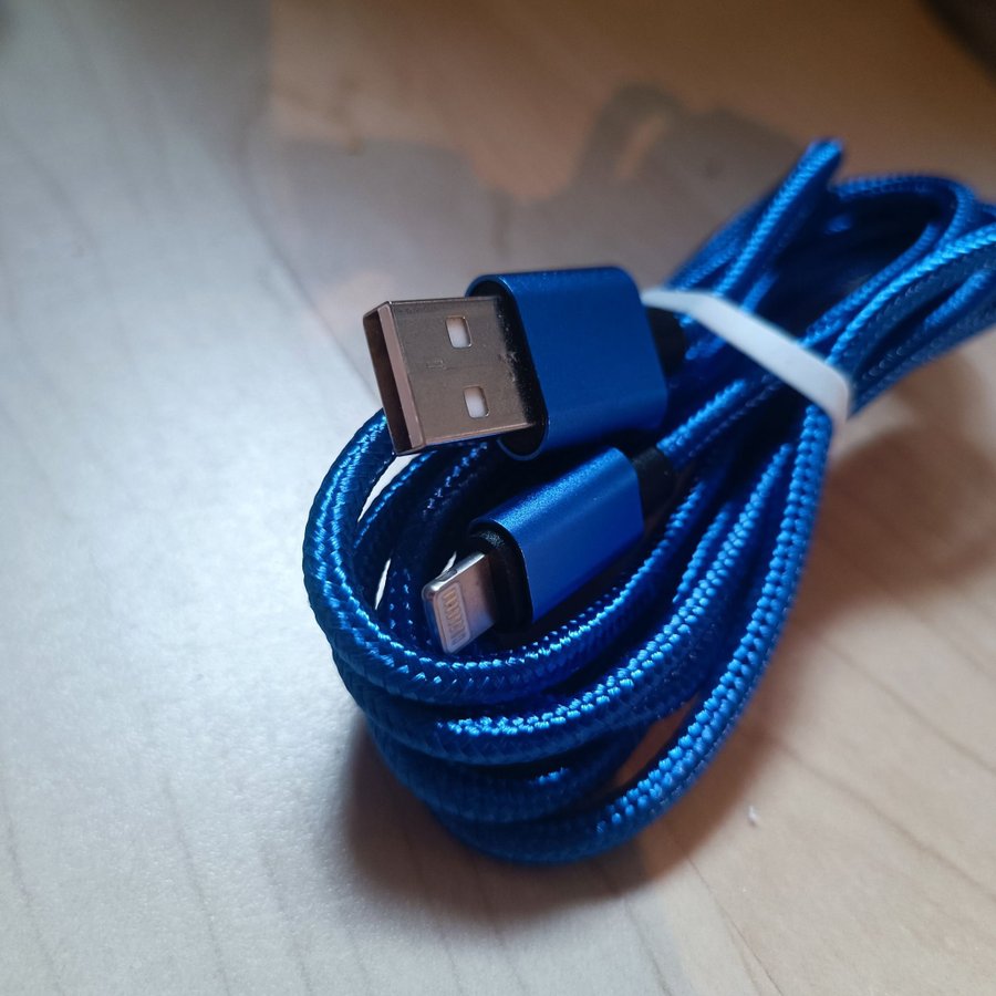 15m Lightning kabel Blå flätad