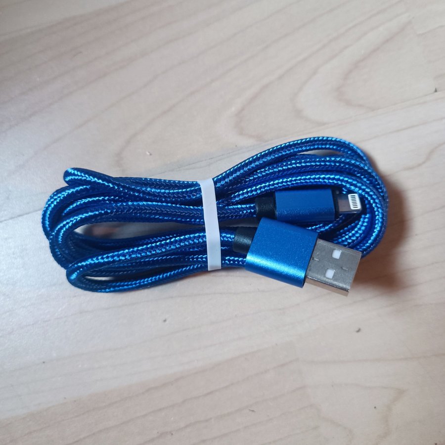 15m Lightning kabel Blå flätad