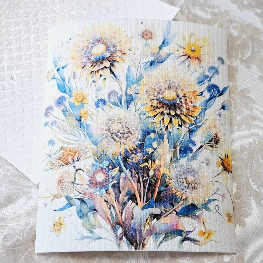 Disktrasa wettex duk med tryck print vilda sommarblommor