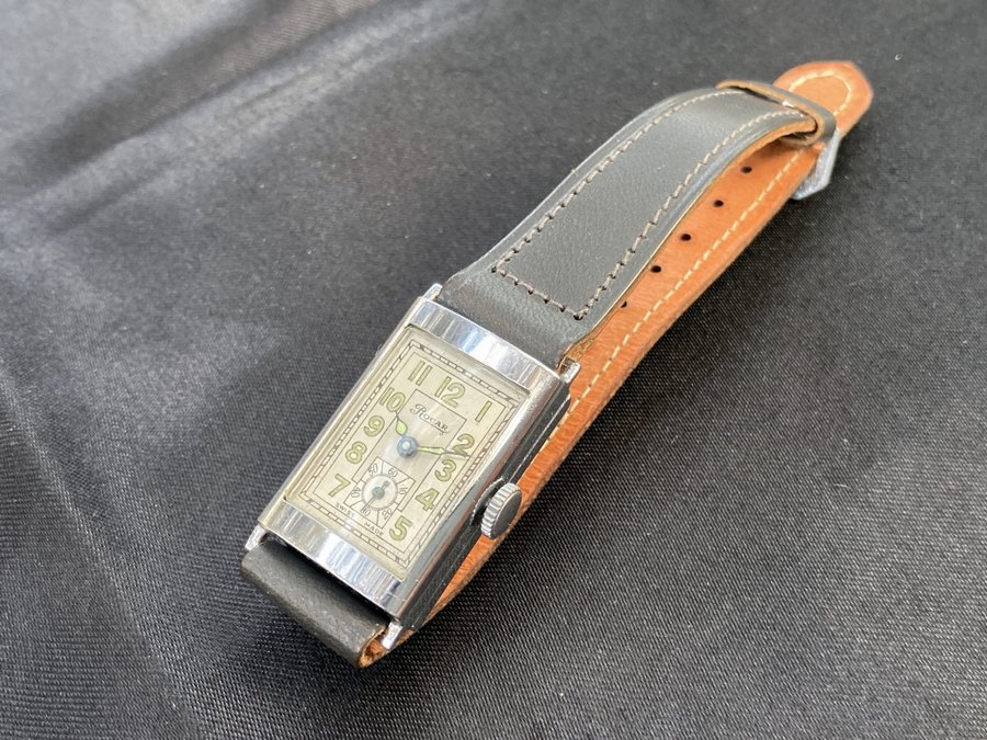 Vintage Rocar Art Deco Men rectangular Wristwatch watch 1935