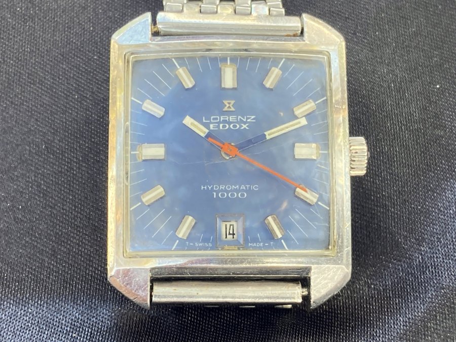 Vintage Edox Lorenz Hydromatic 1000 automatic steel watch 1970s