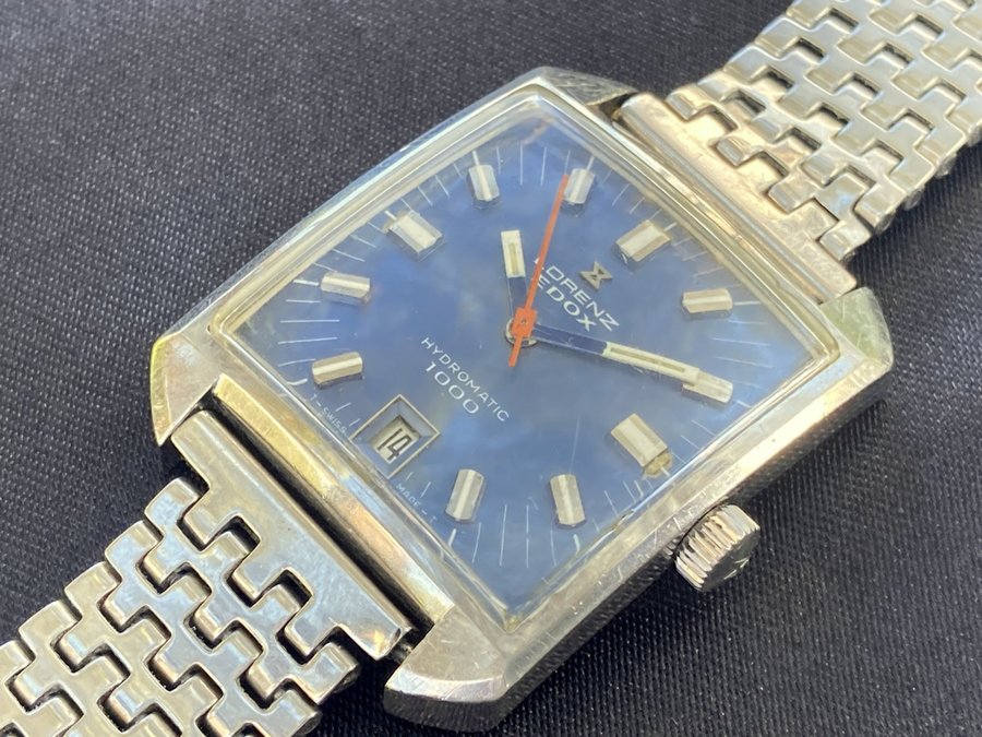 Vintage Edox Lorenz Hydromatic 1000 automatic steel watch 1970s