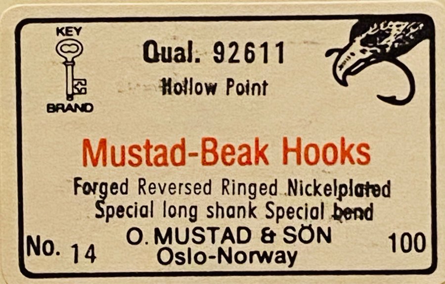 OBS Mustad special krokar! Nr14 Qual 92611 100st i sin original ask!