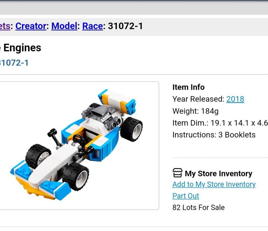 LEGO Creator 3-i-1 Racebil 31072