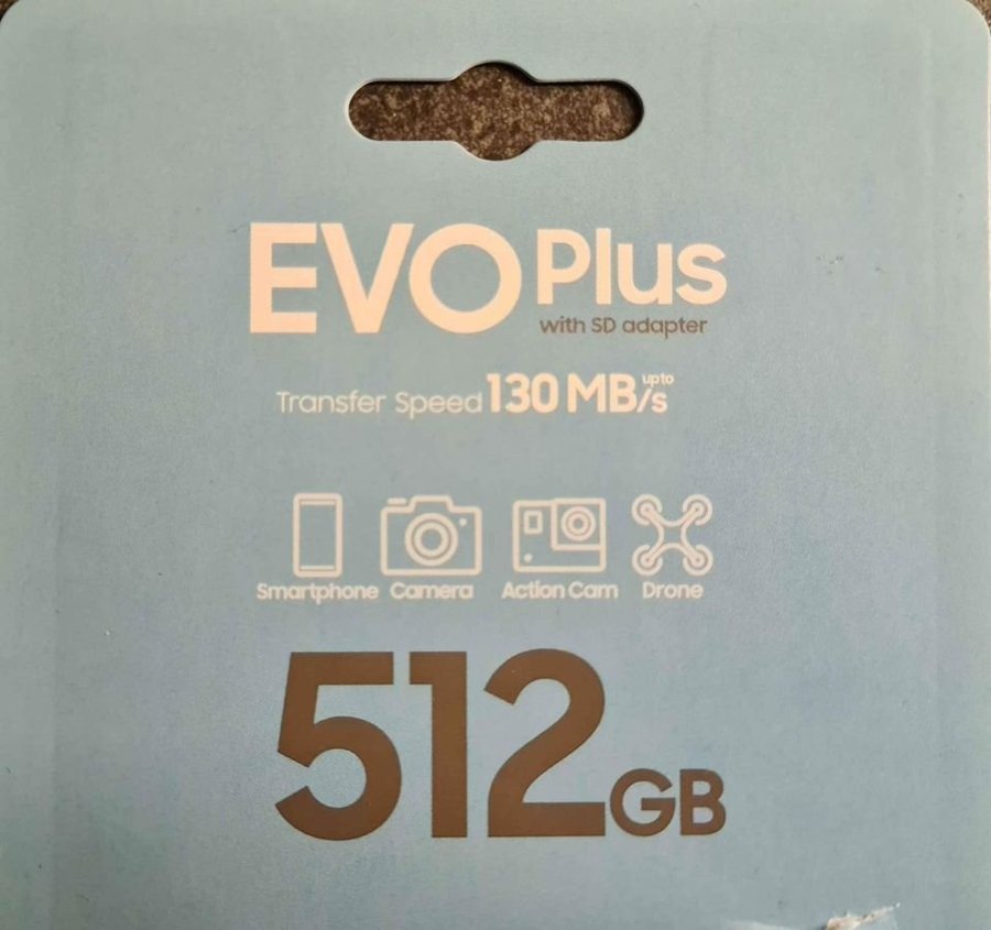 NY! Samsung EVO Plus 512GB MicroSD Minneskort Memory Card 130MB/s [Oanvänt]