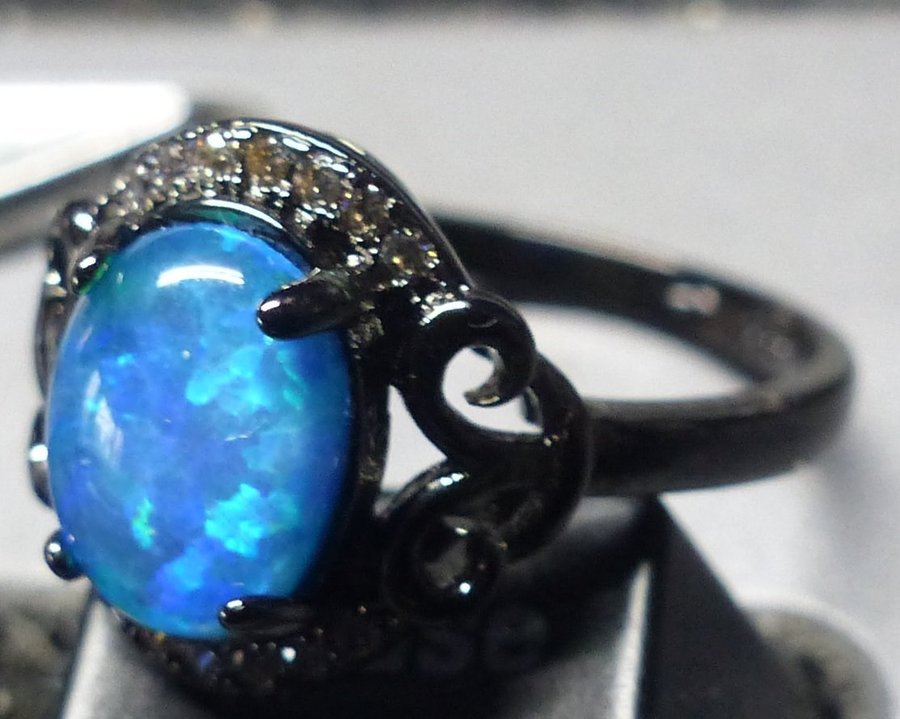 Lab opal ring CZ smycke ädelsten berlock chakra healing färger syntetiskt