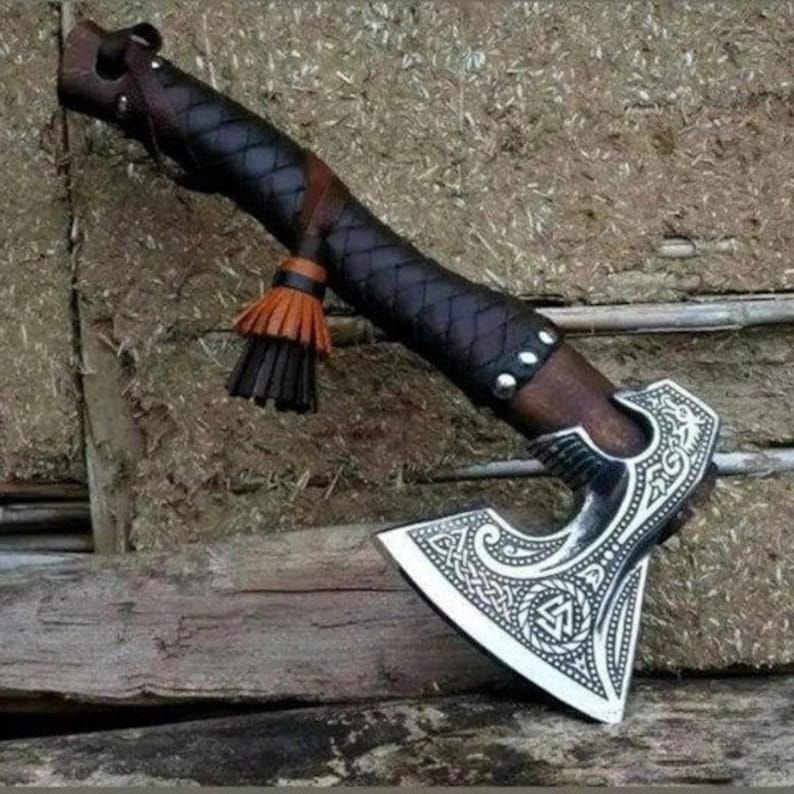 Custom Handmade Forged Carbon Steel VIKING AXE with Ash Wood Shaft Wedding gift