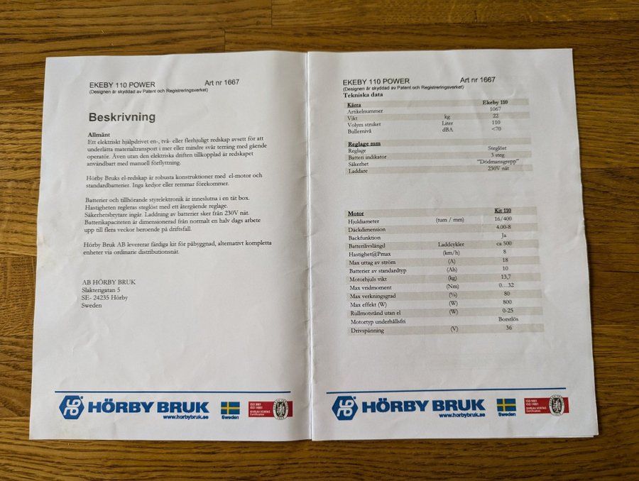 Motordriven skottkärra Ekeby 110 Power från Hörby Bruk