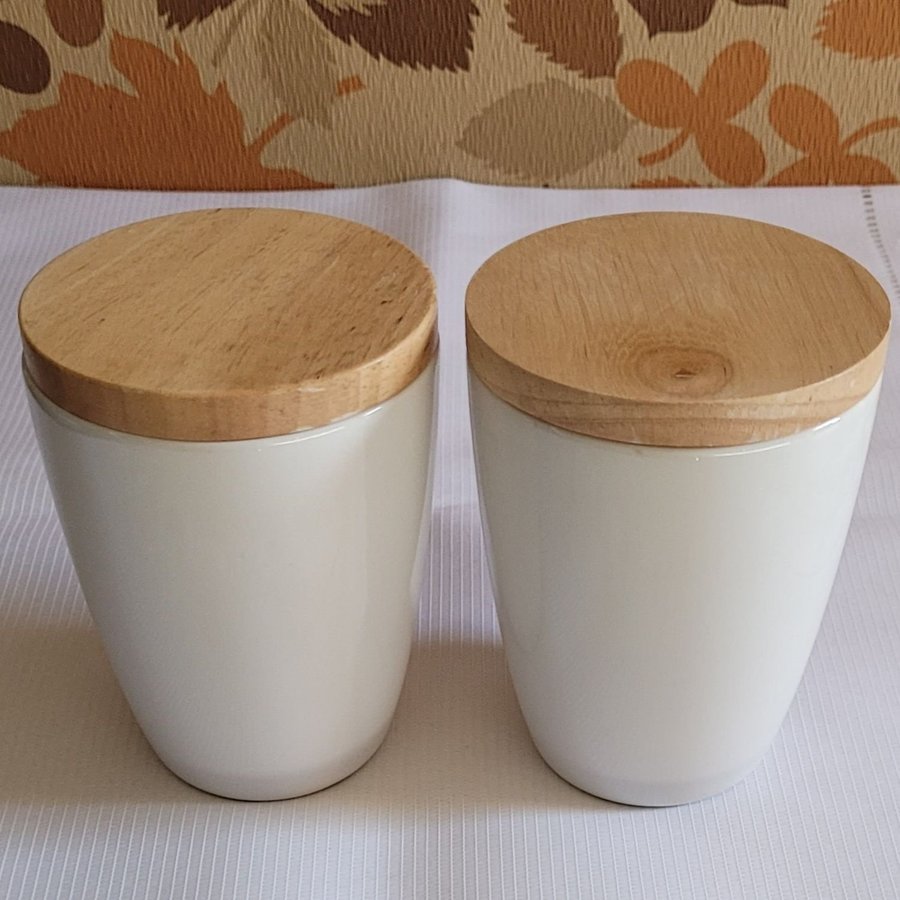 Höganäs keramik / Rörstrand 2 senapskrus / muggar med trälock