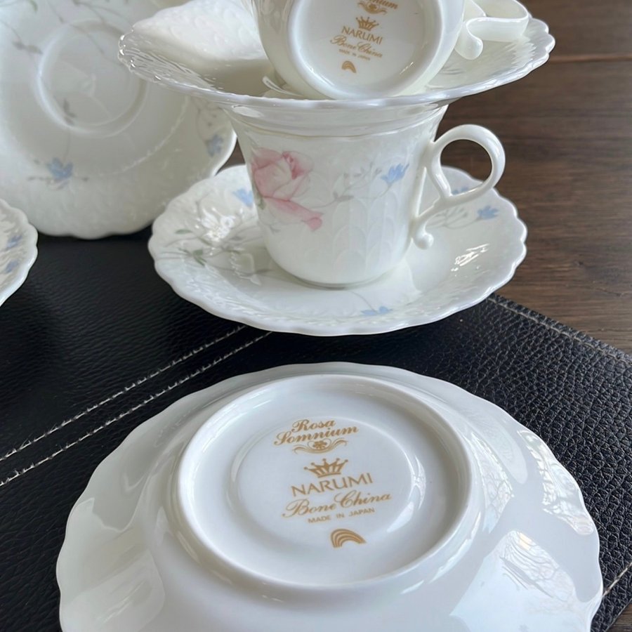 Kaffeservis Narumi porslin Rosa Somnium Bone China Japan