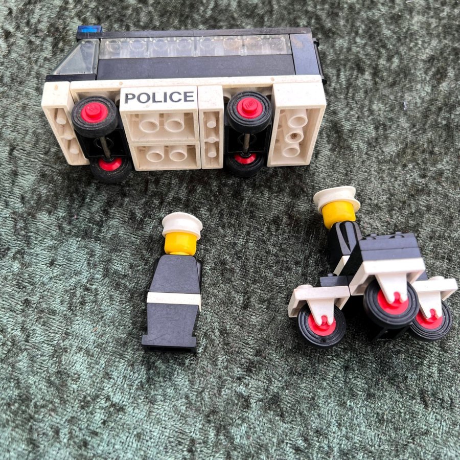 Lego 659-Police Patrol with Policemen (1975) polis bil motorcykel retro komplett