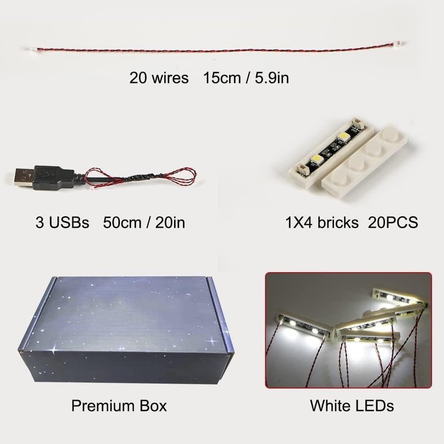 NYTT 20-pack LED lampor | Justerbar inst | USB | VITT | Nypris 289kr