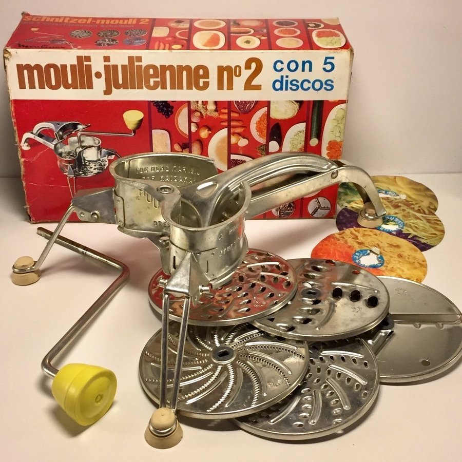 Mouli-Julienne Råkostkvarn Månlandare Moulinex Grönsaksrivare Metall Retro