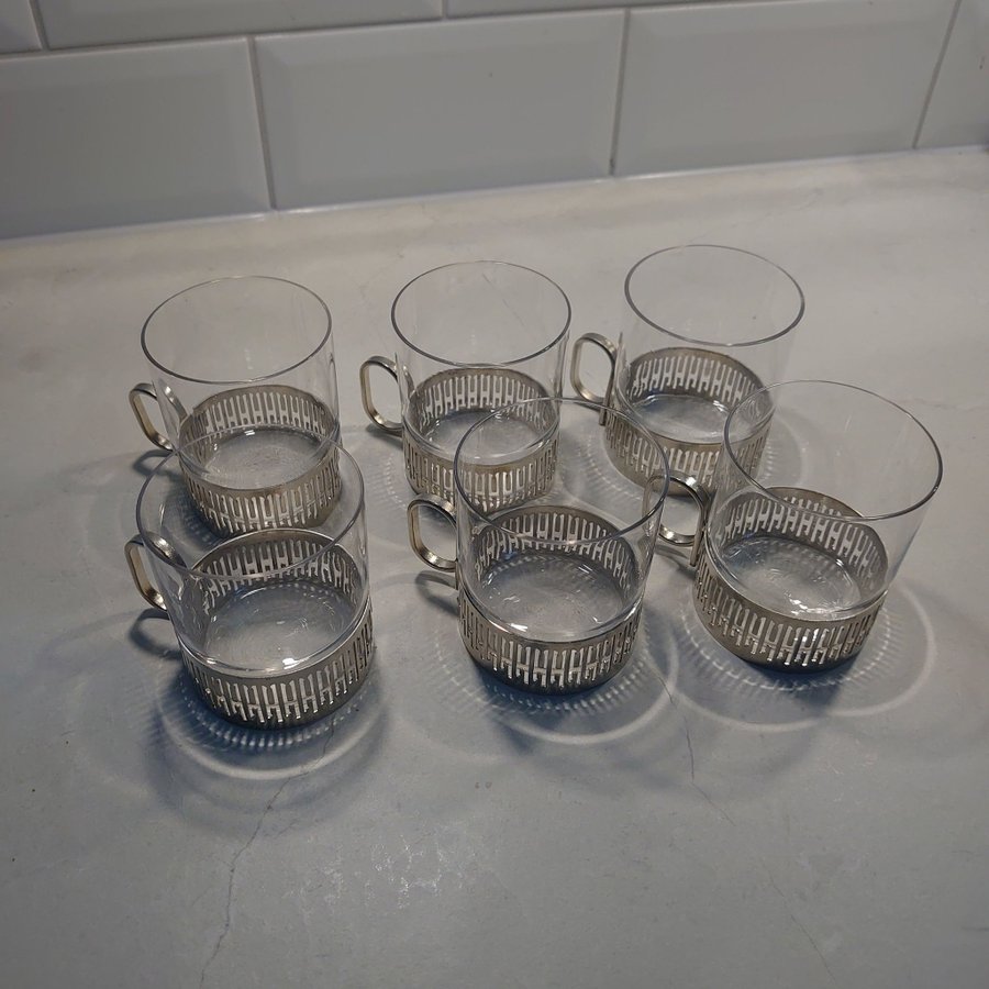 6 st IRISH COFFEE GLAS/ KAFFEGLAS - KJELL BLOMBERG Gullaskurf glasbruk