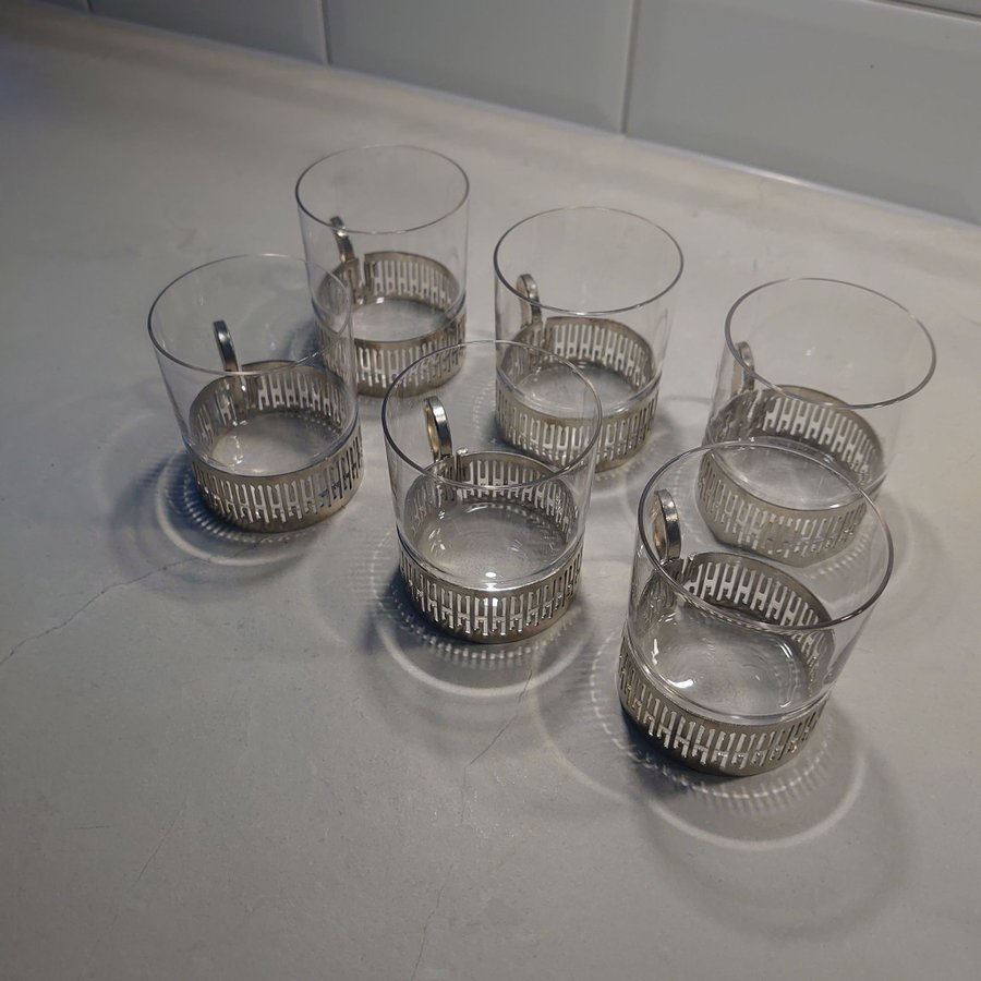 6 st IRISH COFFEE GLAS/ KAFFEGLAS - KJELL BLOMBERG Gullaskurf glasbruk