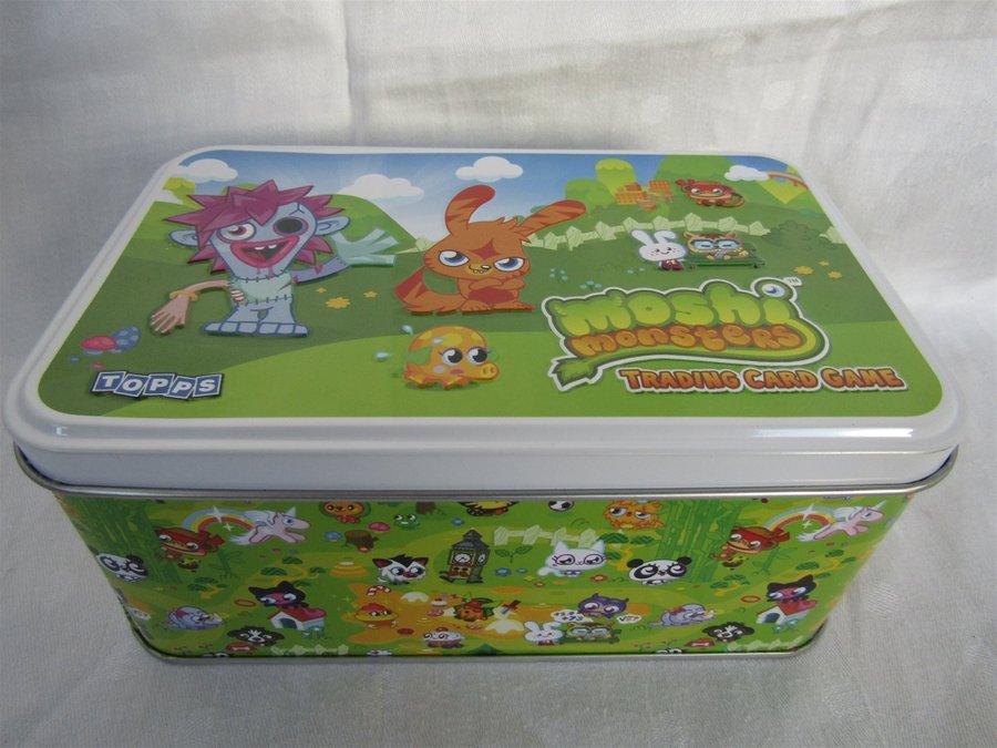 TOPPS Moshi Monsters trading card plåtburk burk box metall skrin 11x17cm leksak