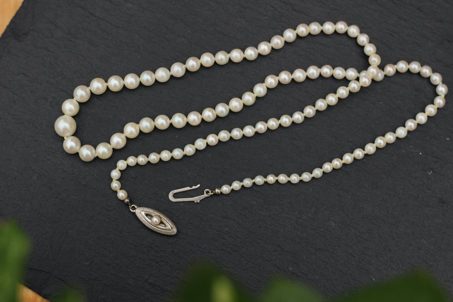 Vintage pärlhalsband 925 silver äkta sötvattenspärlor halsband pärlor retro
