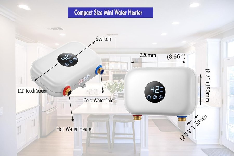 NY Varmvattenberedare utan tank | Display | 55 kw | 220v | Ordpris 1099kr