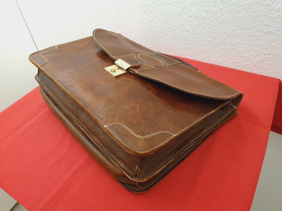Retro Vintage Axelremväska Porföljväska Handväska i Brun läder