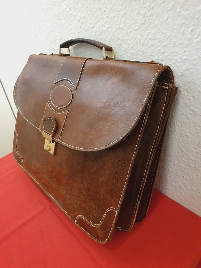 Retro Vintage Axelremväska Porföljväska Handväska i Brun läder