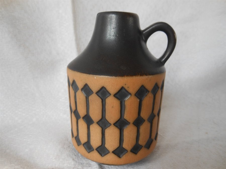 JASBA Keramik stilren äldre vas hänkelvas m dekor 52/25 Tyskland vintage 50tal
