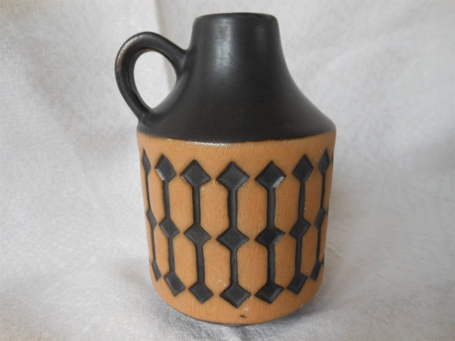 JASBA Keramik stilren äldre vas hänkelvas m dekor 52/25 Tyskland vintage 50tal