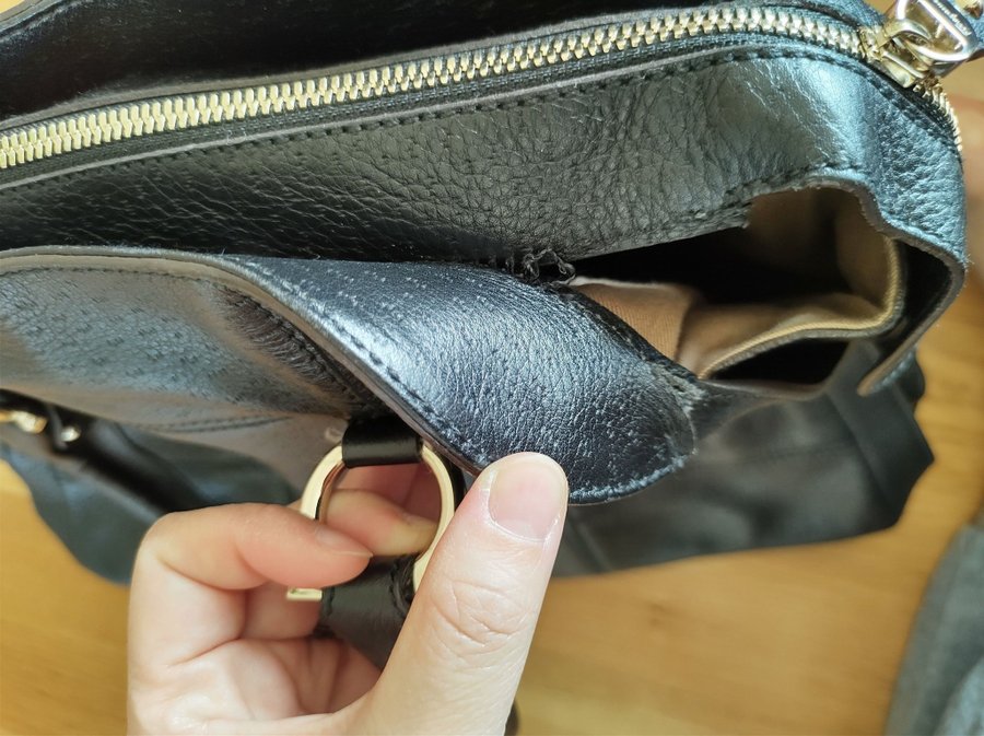 Salvatore Ferragamo väska handväska läder äkta svart