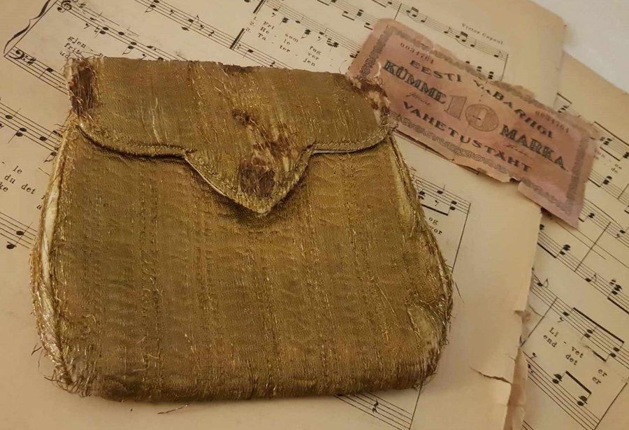 ANTIK Guldfärgad Portmonnä plånbok kuverväska clutch äldre unik guld guldtyg