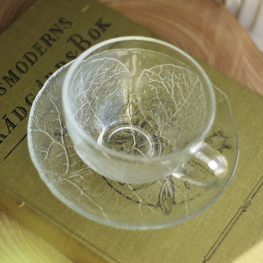 24 delar Arcoroc glaskopp glas kopp tekopp kaffekopp aspen lövet vintage