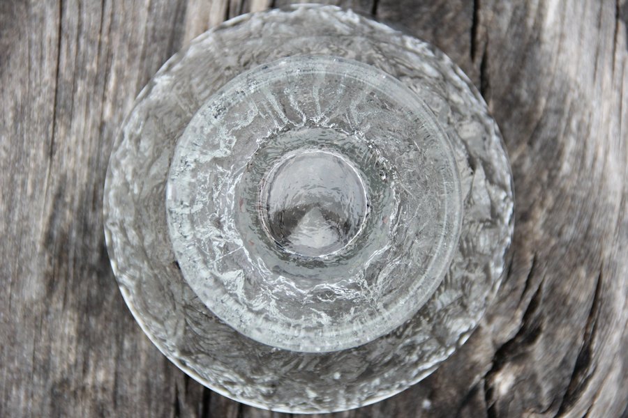 Glasskål på fot pressglas organisk skål glas godisskål natur bohemisk boho