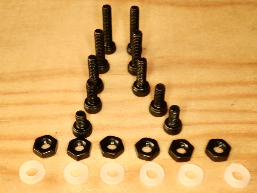 1 set svarta stålskruvar SH 4-12mm för Pickupmontering/vinylspelare