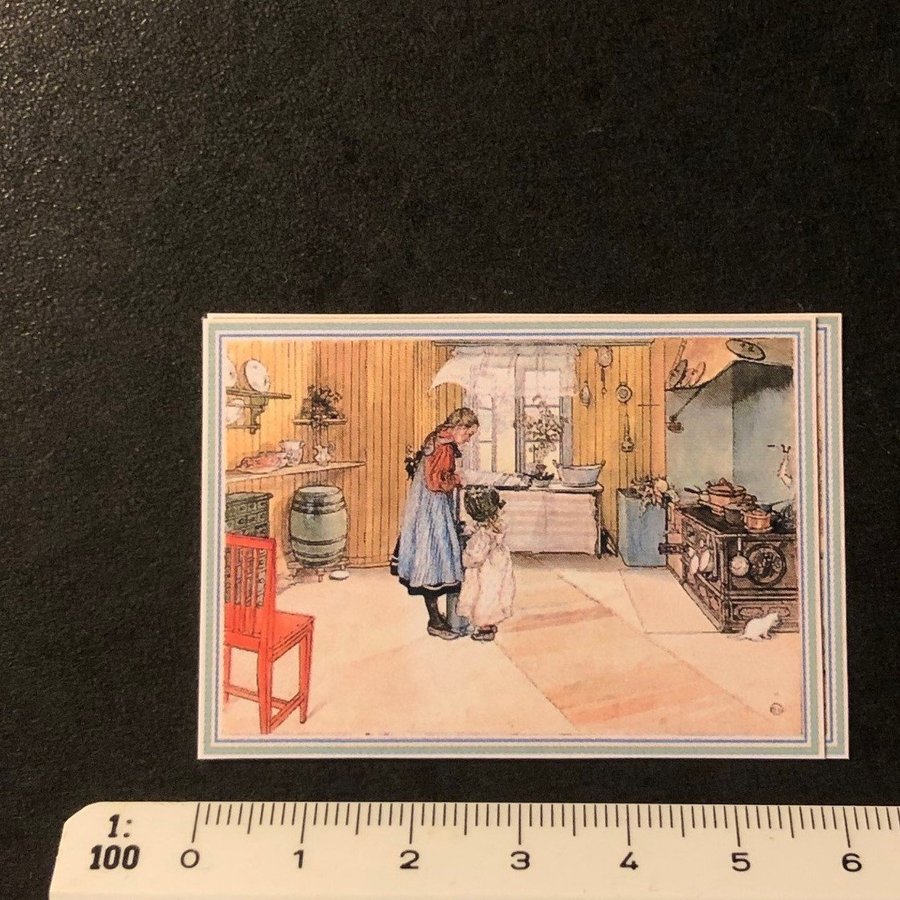 Miniatyr 2 x skolplansch poster Carl Larsson dockskåp dockhus 1:12 eller Lundby