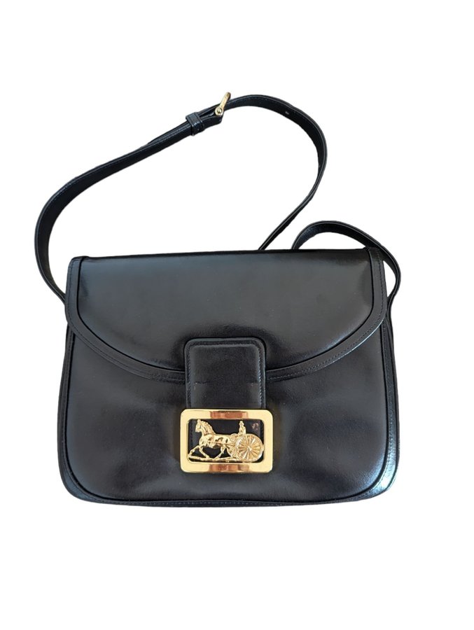 Vintage Celine Horse Carriage Shoulder Bag | Axelremsväska | Svart väska