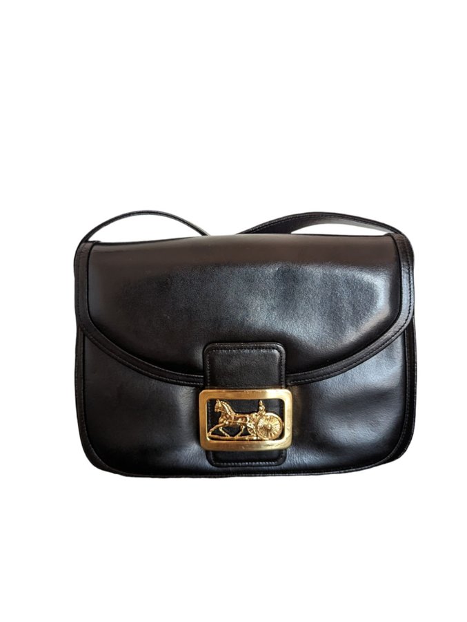 Vintage Celine Horse Carriage Shoulder Bag | Axelremsväska | Svart väska