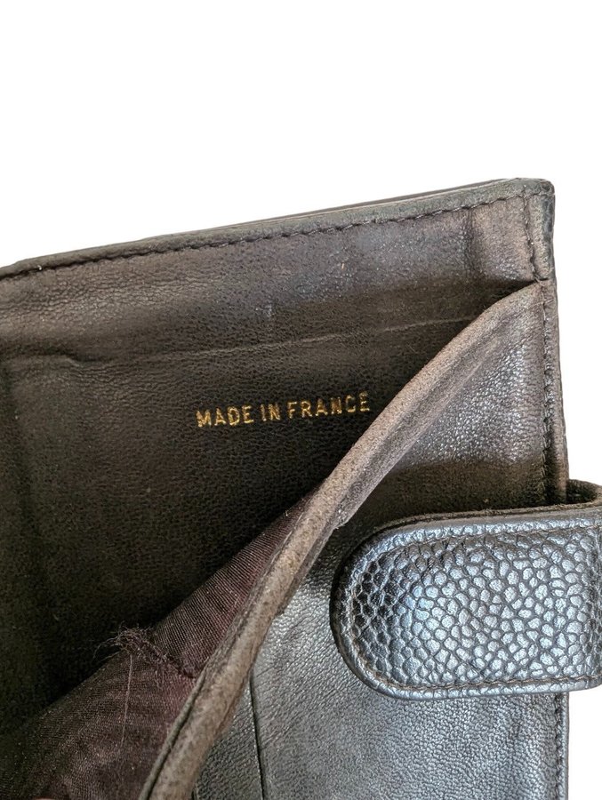 Äkta Vintage Svart Chanel CC Plånbok i läder