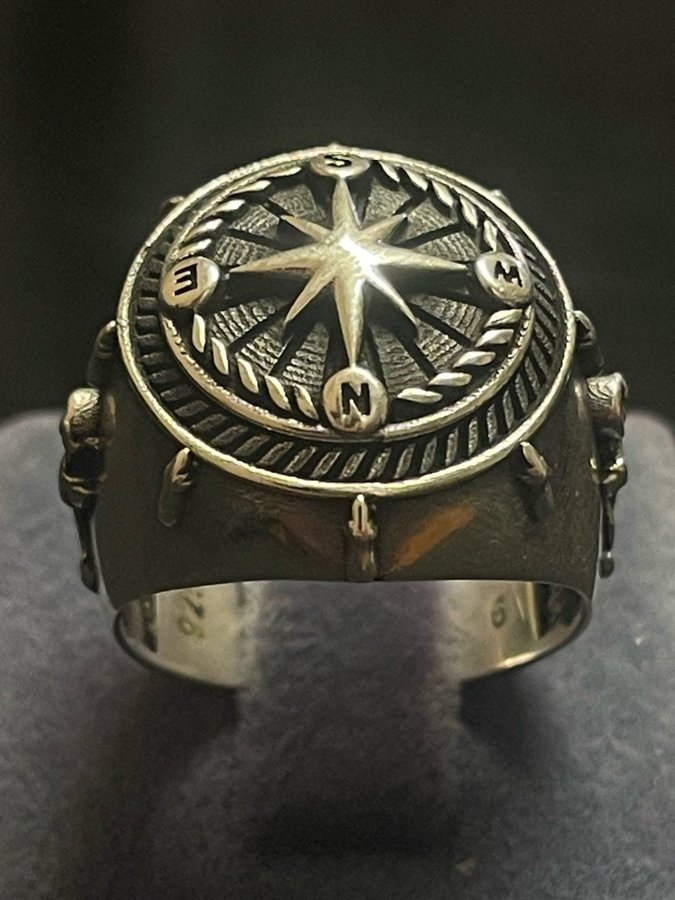 Compass SilverringMaritime Viking Handgjord