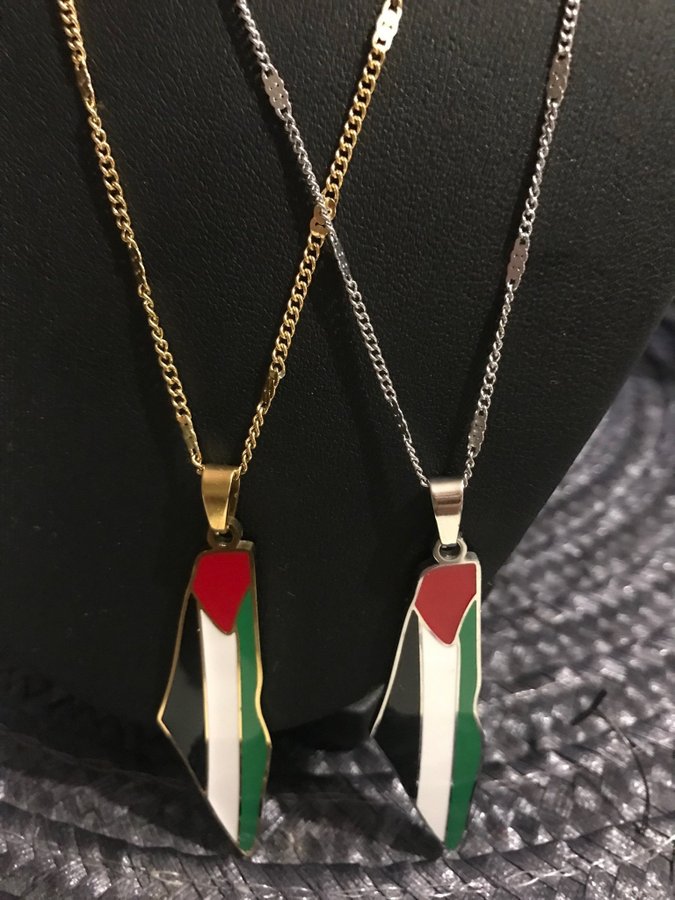 2 st/ Palestina flagga Karta Halsband( Guld/silver )