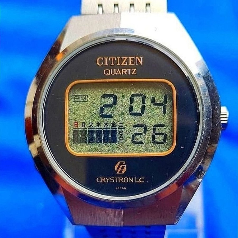 Citizen LC CRYSTRON digital crown ultra rare 1975 crown control