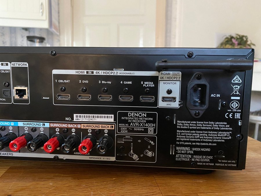 Denon AVR-X1400H -Atmos Dts:X 4K 72 A/V Receiver