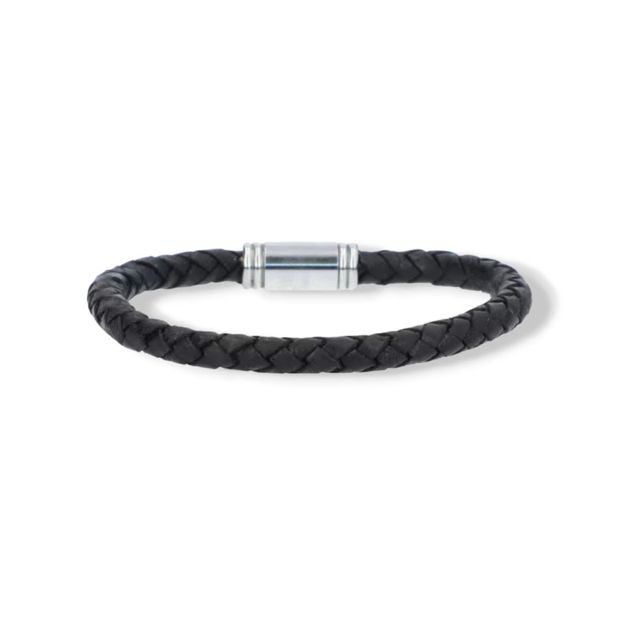 Braided Bracelet in Genuine Buffalo Leather that Closes with a Magnetic Clasp