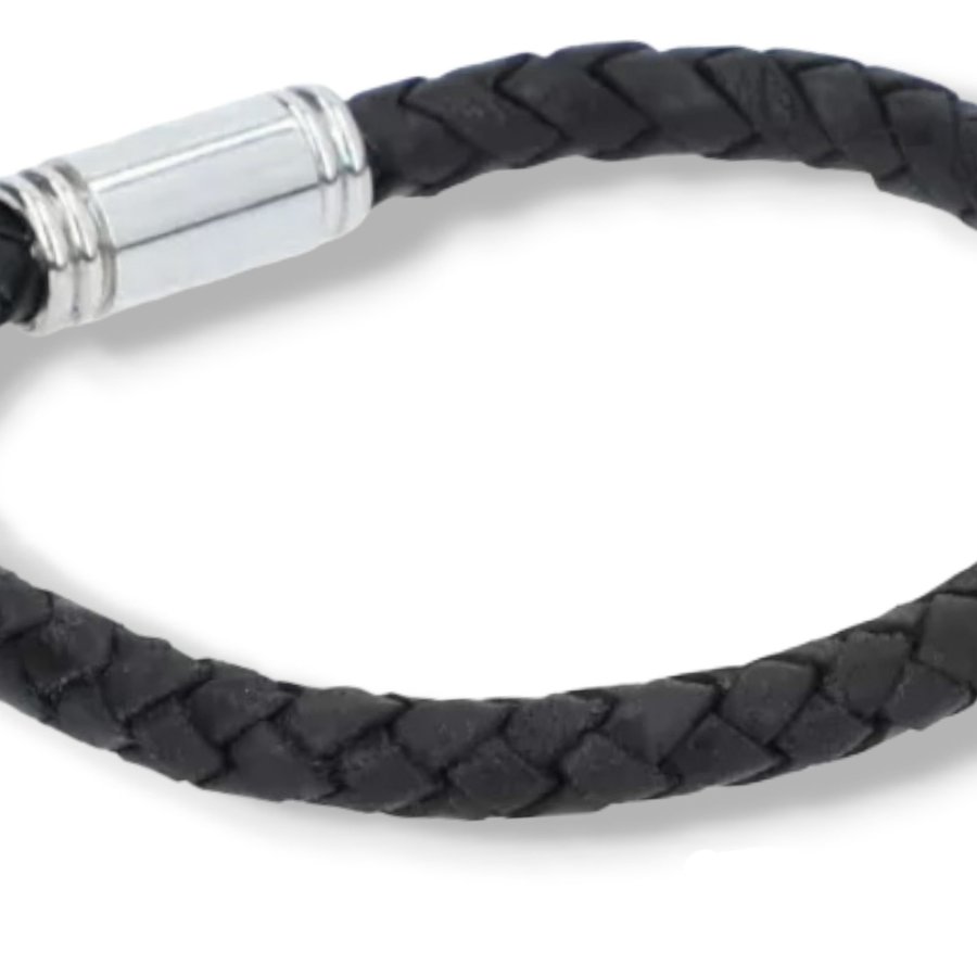 Braided Bracelet in Genuine Buffalo Leather that Closes with a Magnetic Clasp