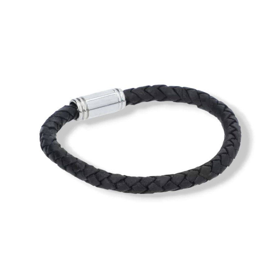 Braided Bracelet in Genuine Buffalo Leather that Closes with a Magnetic Clasp