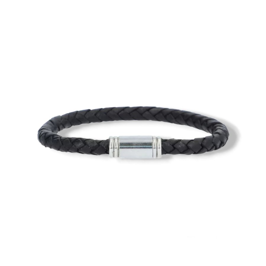 Braided Bracelet in Genuine Buffalo Leather that Closes with a Magnetic Clasp